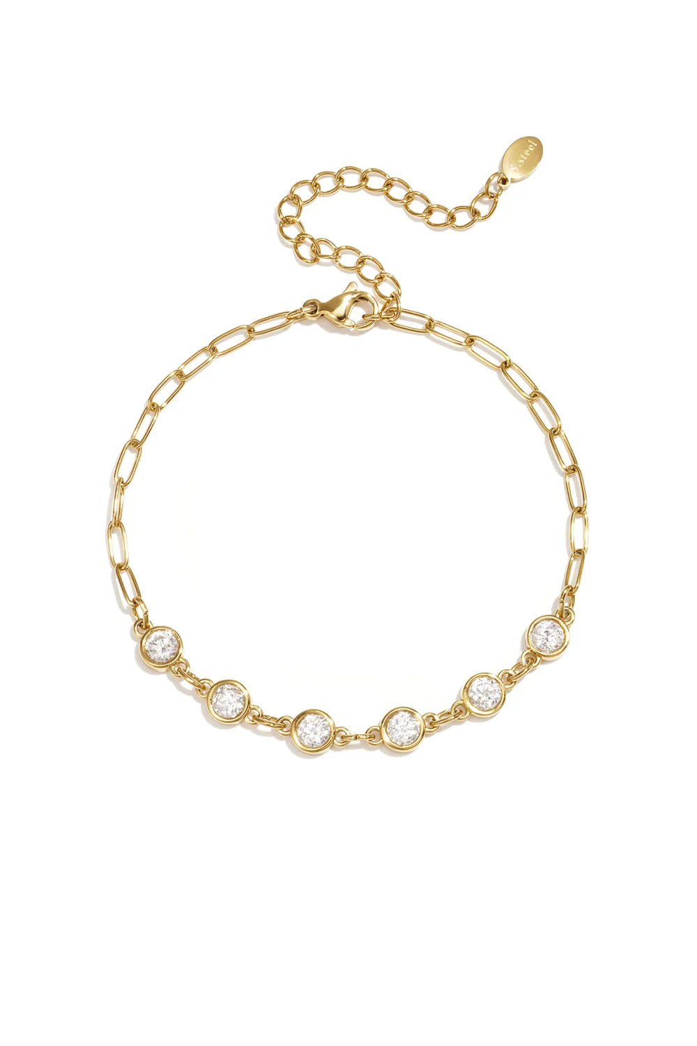 Gliederarmband mit runden Zirkonia-Steinen Gold