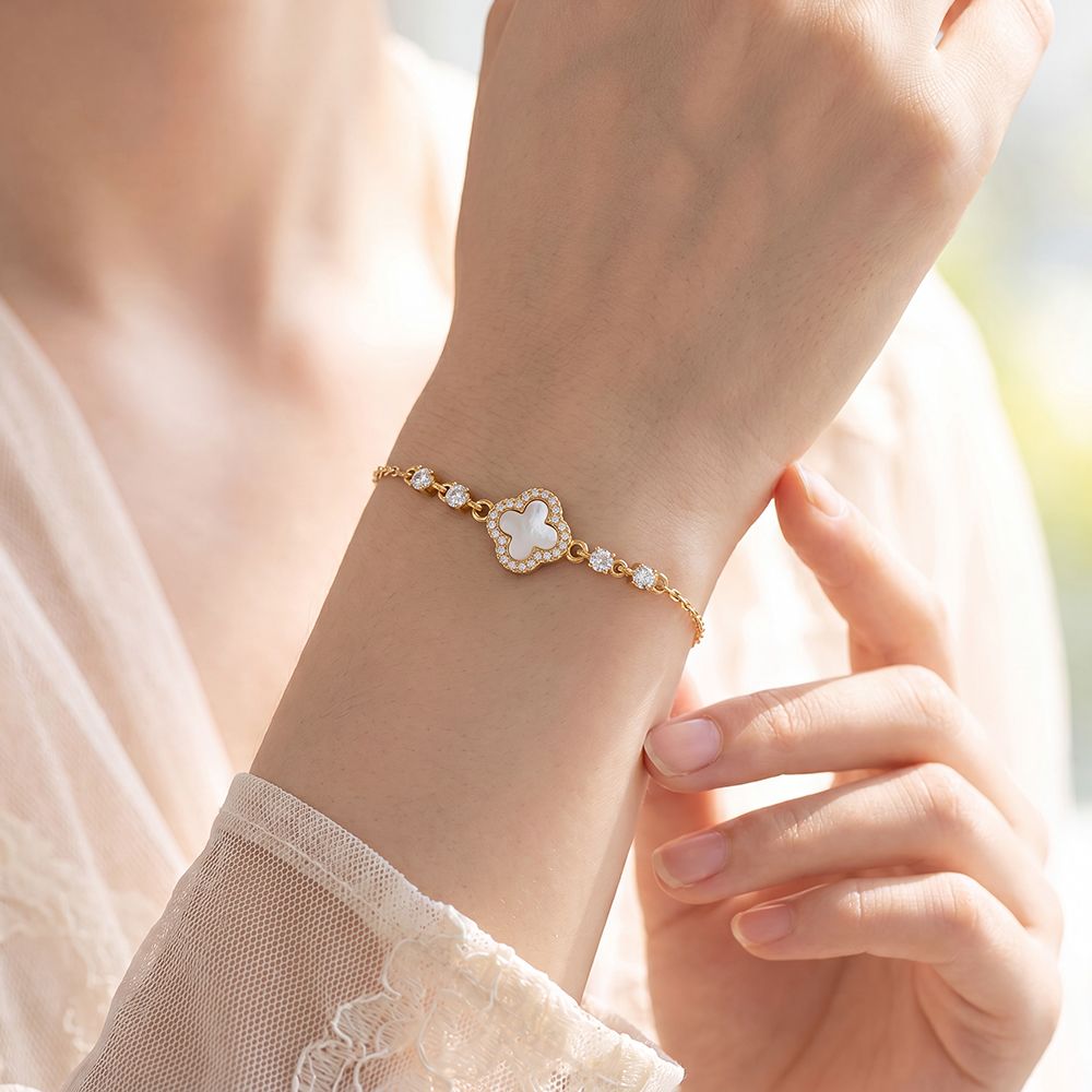 Armband "Kleeblatt & Zirkonia"