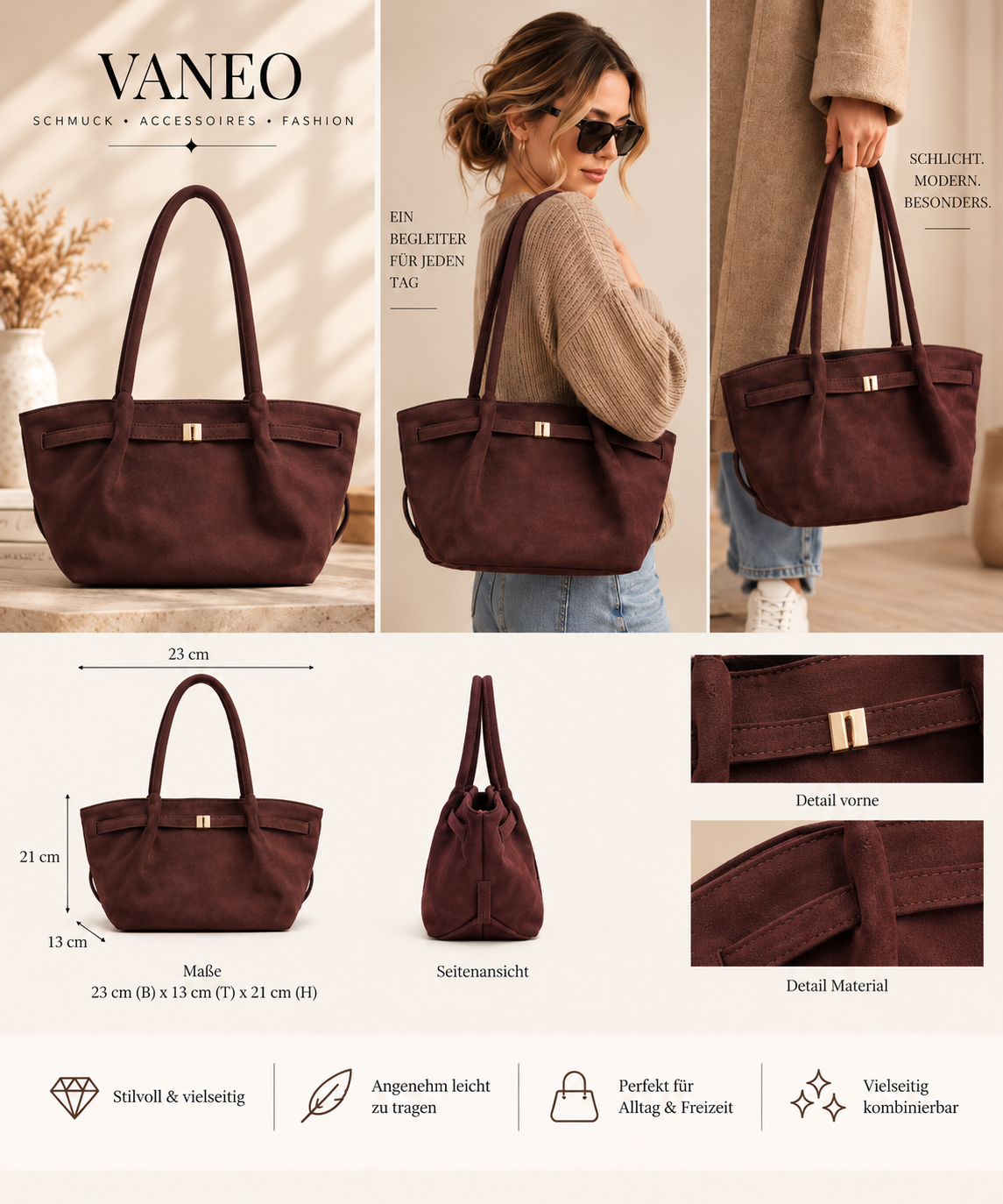 In ca. 2 Wo. wieder vorrätig - Shopper „Mara“ – Braun